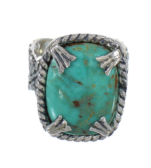 Southwestern Sterling Silver Turquoise Jewelry Ring Size 7-1/4 QX80546